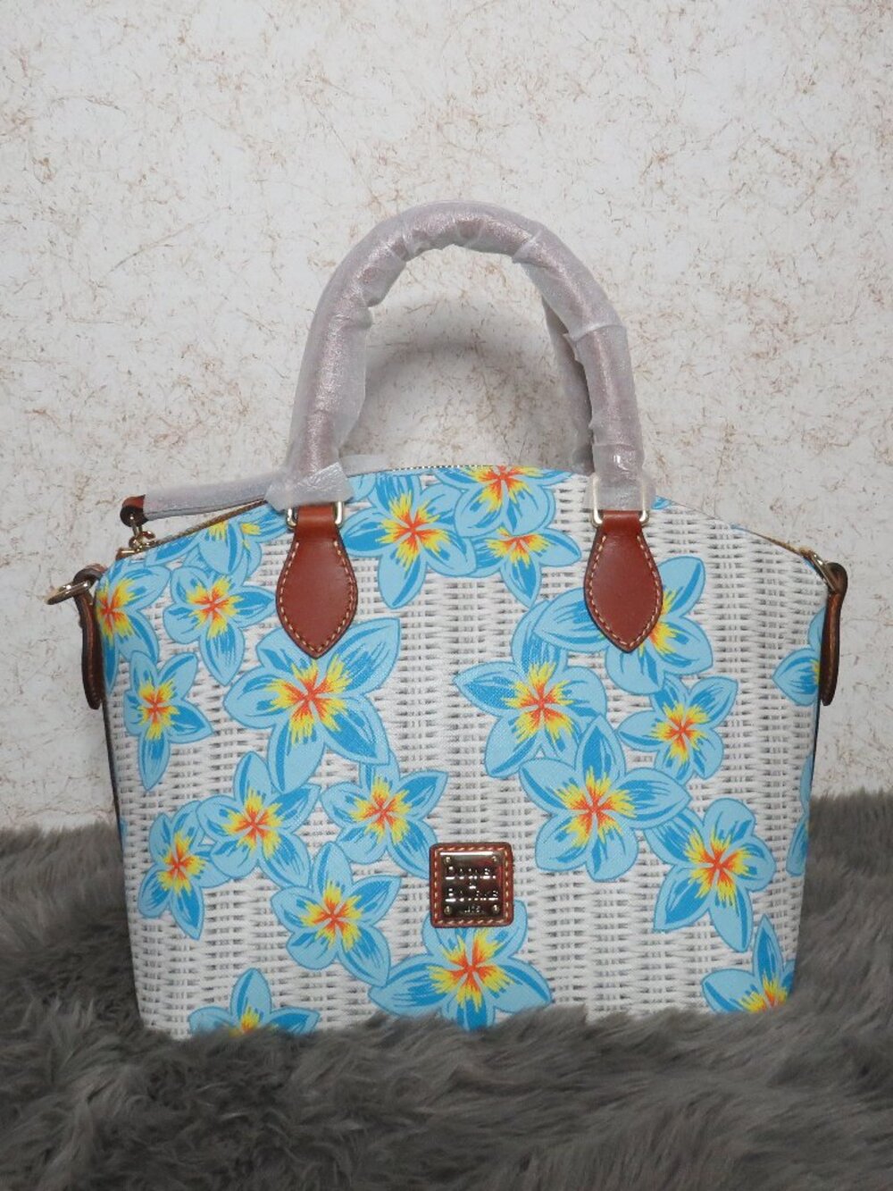 Dooney & Bourke Plumeria Geena Satchel (Sky Blue/White)